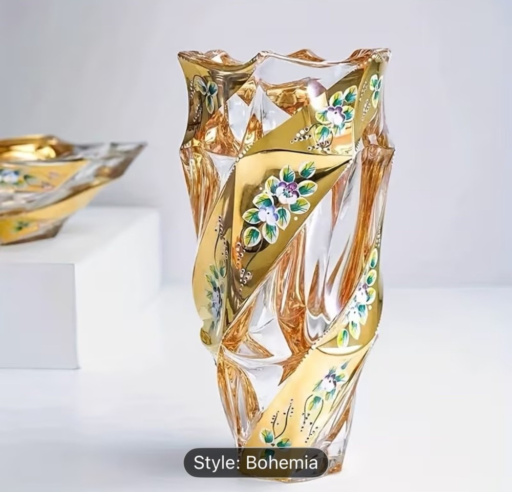 1pc Modern Glass Vase,Gold Plated Decorative Glass Vase For Fresh & Dried Flower