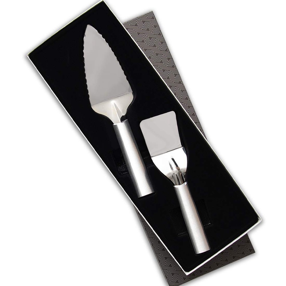 2-Piece Stainless Steel Cutlery Serving Utensil Set with Aluminum Handles