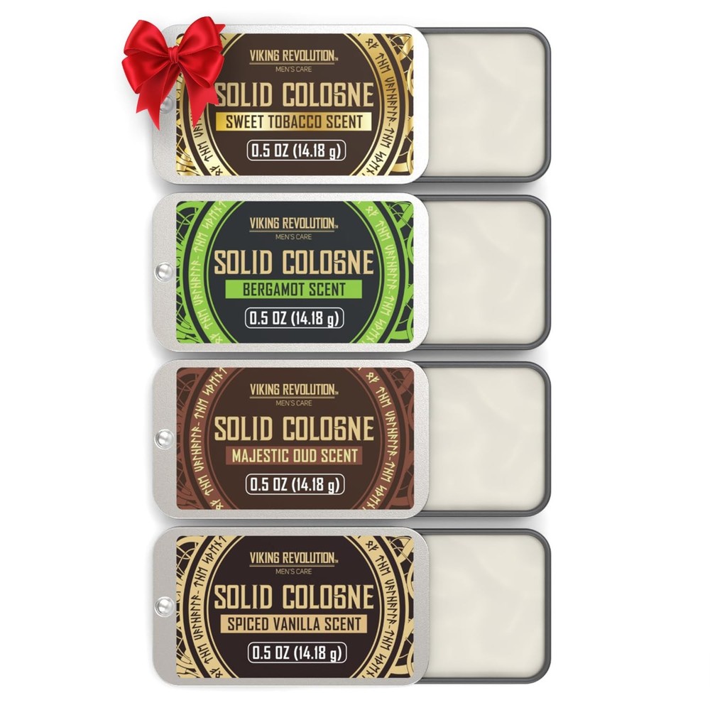 4 Pack Mens Colognes - 0.5 Oz Solid Perfume with Spiced Vanilla, Sweet Tobacc...