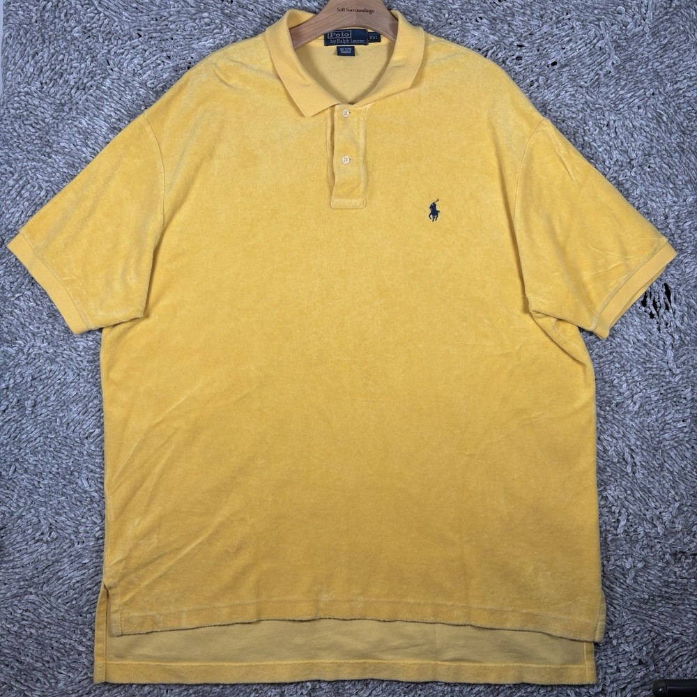 Polo Ralph Lauren Terry Cloth Polo Shirt Men’s XXL Yellow Short Sleeve Beach