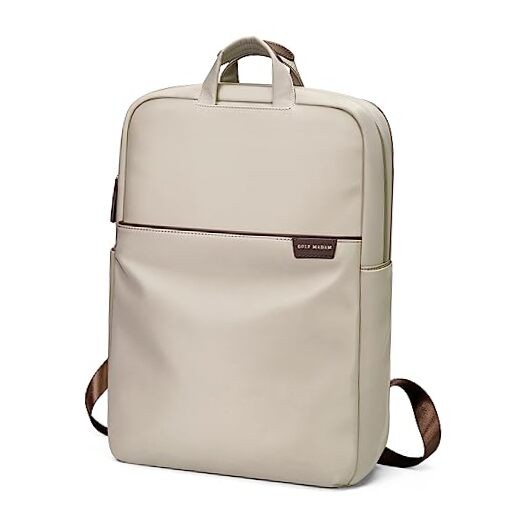 Slim Anti-Theft Travel Laptop Backpack for Women Fits 13.3 Inch Apricot Durable
