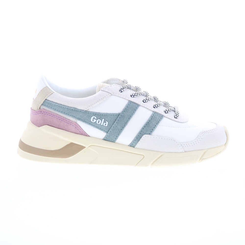 Gola Eclipse Pure CLB400 Womens White Suede Lace Up Casual Sneakers