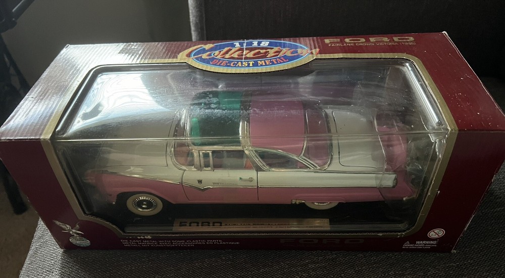 Road Legends 1955 Ford Fairlane Crown Victoria - Pink White - 1:18 Diecast