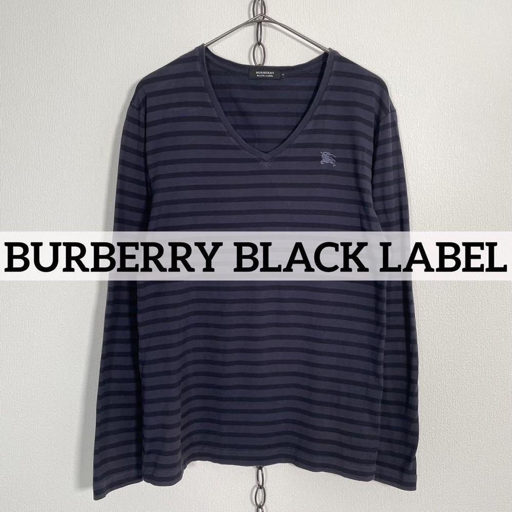 Burberry Black Label 00s V-neck long sleeve T-shirt Sanyo Shokai F/S from Japan