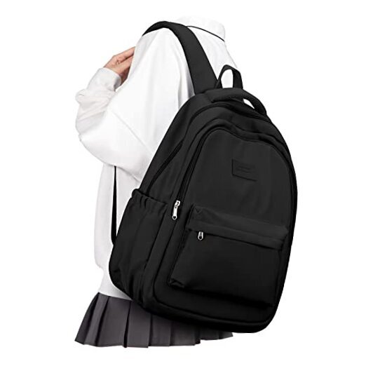 Lightweight Black Laptop Backpack for School Travel Work Men Women
