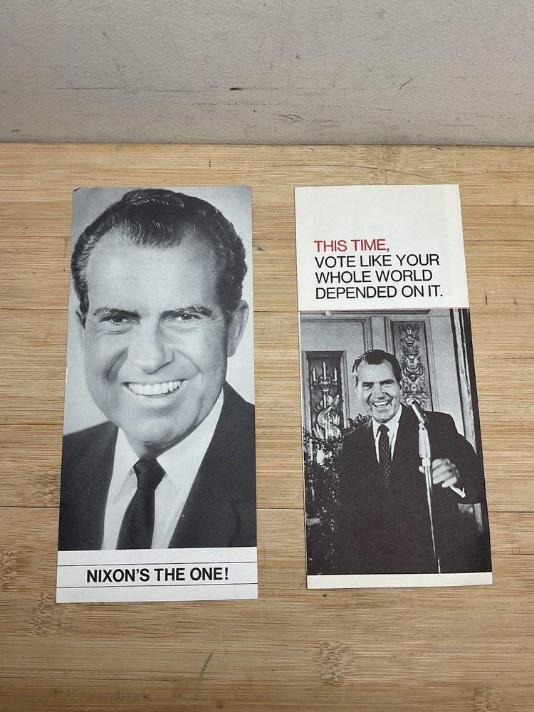 Set of 2 Original 1968 Nixon Agnew Campaign Tri-fold Flyers B2