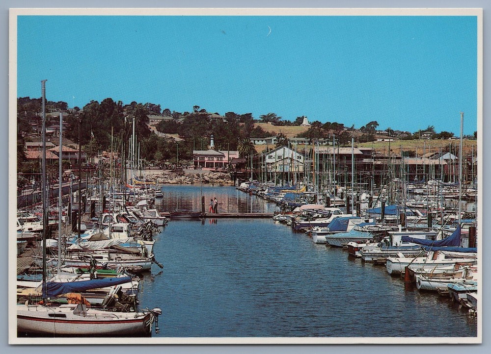 MONTEREY CA HARBOR Boat Dock Ship Fishing Fleet 1982 postcard C6