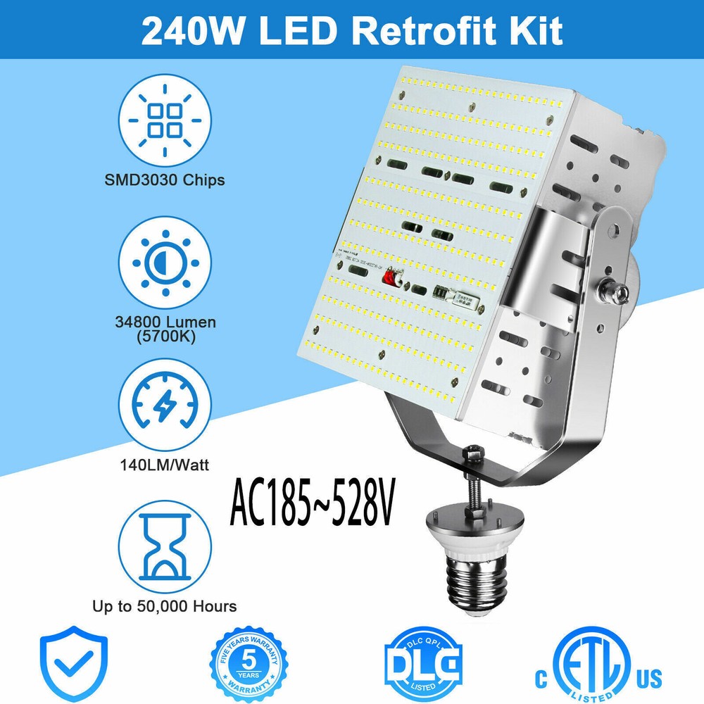 1000W HID Equal 240W LED Retrofit Kit For Garage Parking Lot Shoebox Light 480V