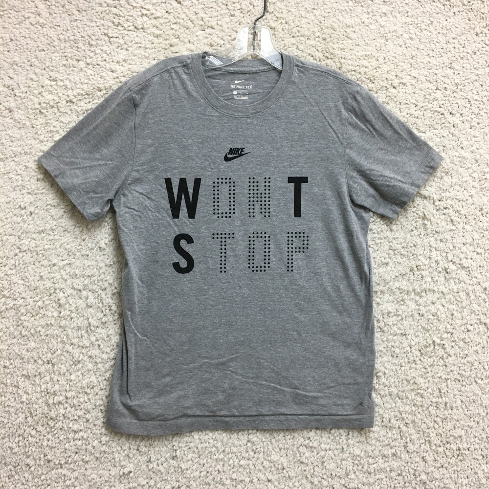 Nike Wont Stop Swoosh Crewneck Graphic Tee for Men in Medium Gray