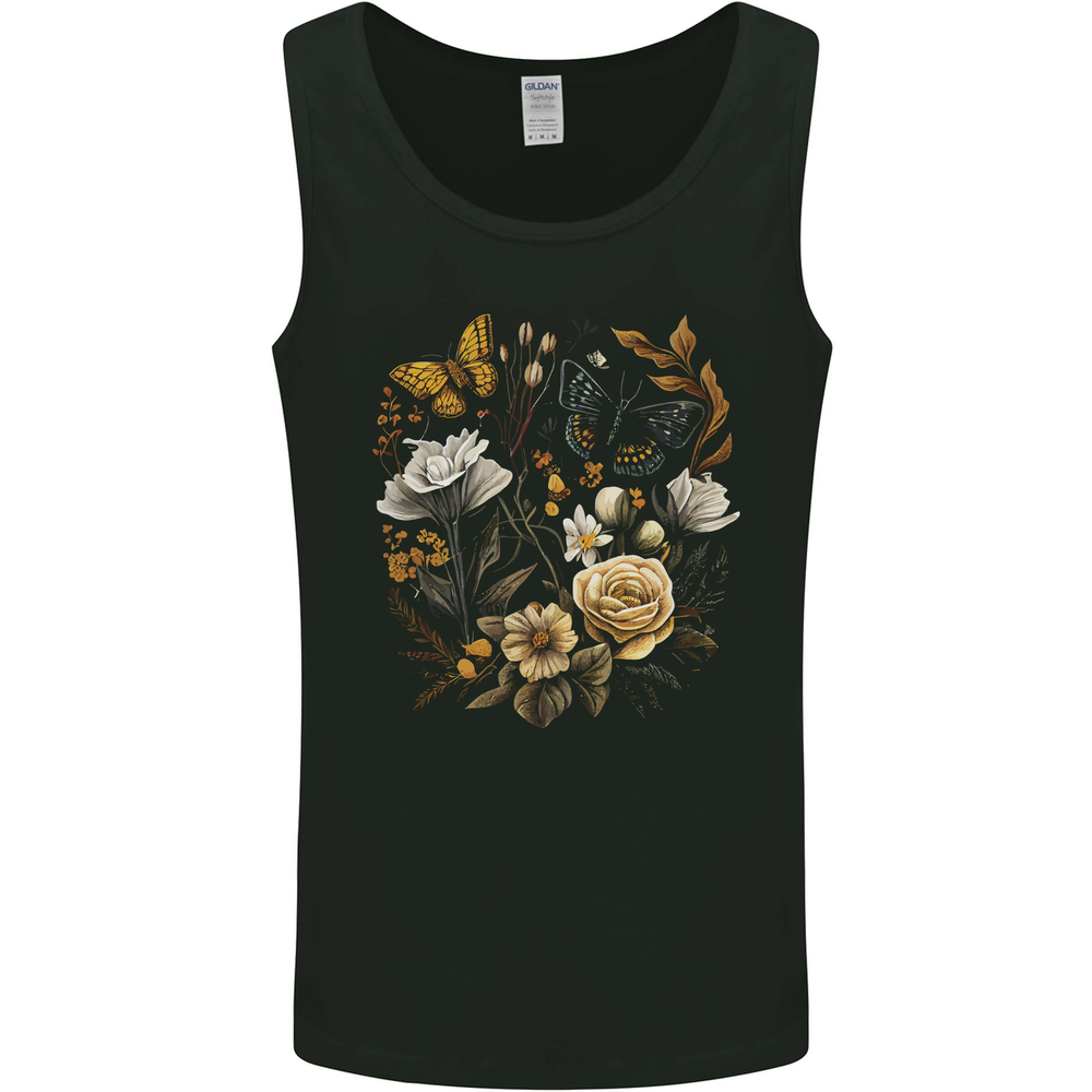 Butterfly and Flowers Nature Mens Vest Tank Top