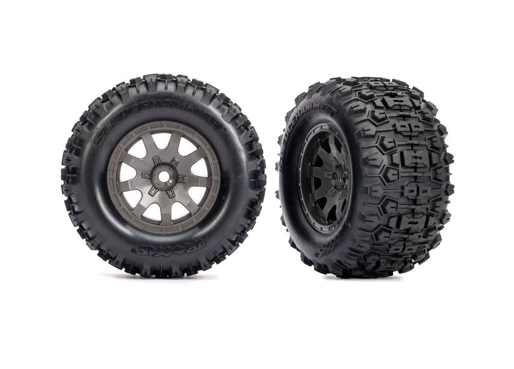 Tire and Wheel Gray Wheel Sledgehammer TIRES (2) Traxxas Mini Maxx TRA10771GRAY