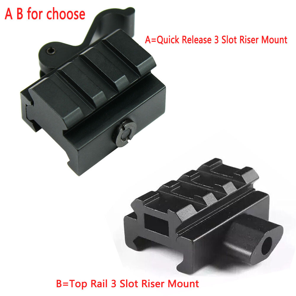 Quick Release 3 Slot Low Profile Riser for 20mm Weaver Picatinny Rail Mount