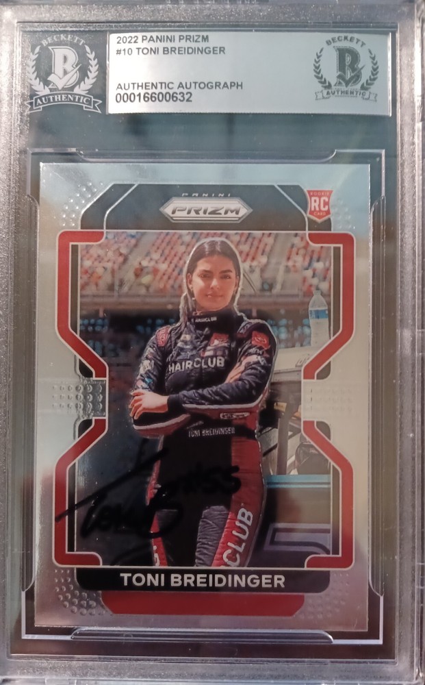 TONI BREIDINGER 2022 PANINI PRIZM RACING SILVER SIGNED BECKETT BAS CERTIFIED
