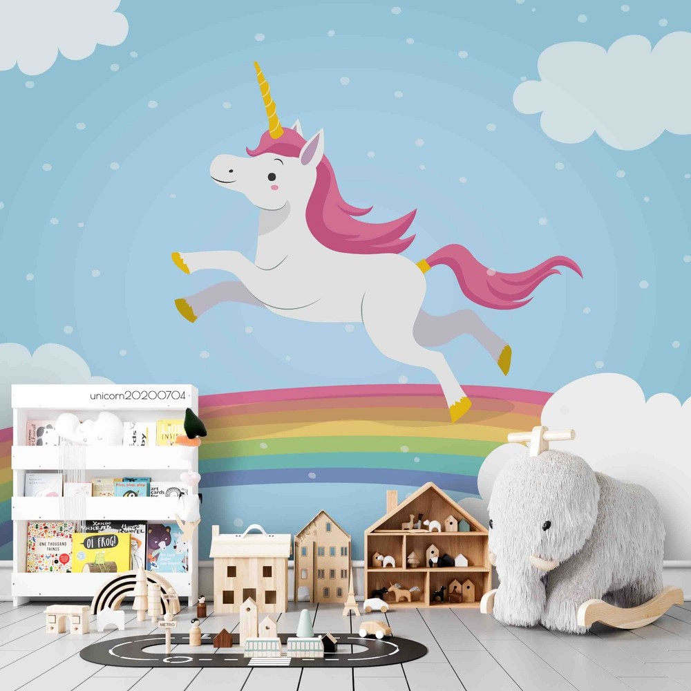 3D Unicorns Rainbows Clouds Cartoon Wall Murals Wallpaper Murals Wall Sticker 6