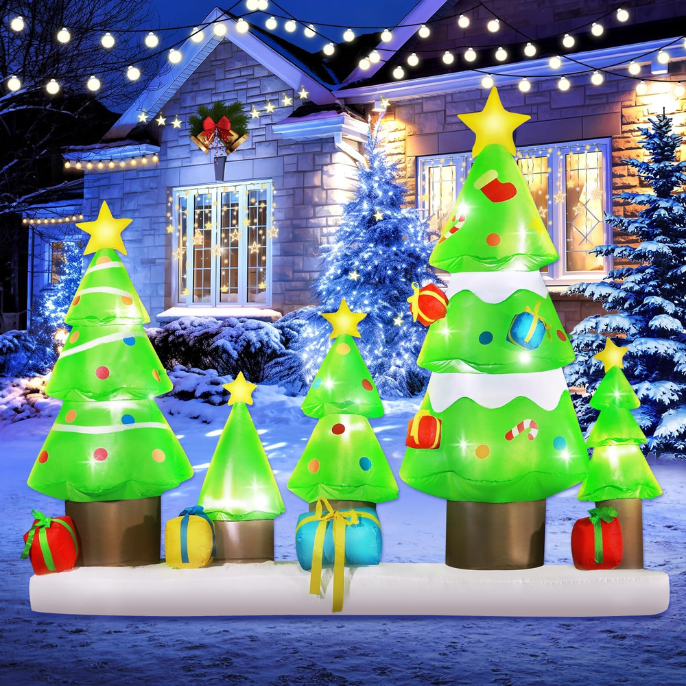 9 FT Long Huge Christmas Inflatable Tree Set Outdoor Decoration with Gift Boxes,