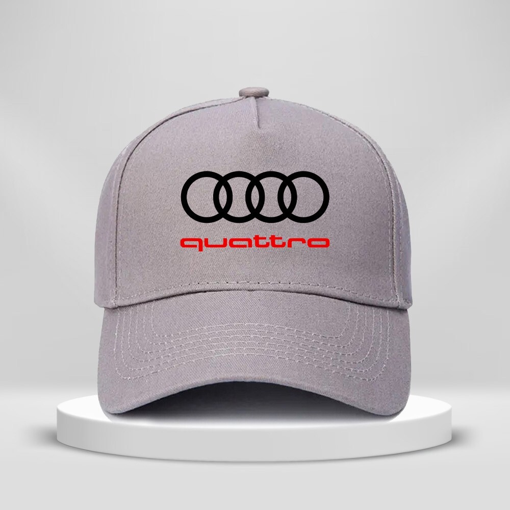 Audi Quattro Logo Print Hat 5-Panel Baseball Cap Unisex Adult