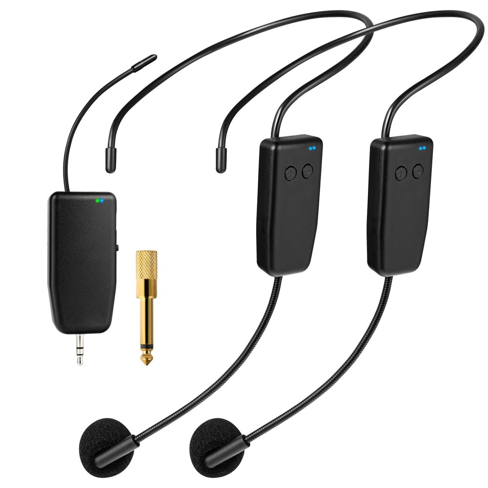 2.4G Dual Wireless Headset Mic System for 2 People with 160ft Range