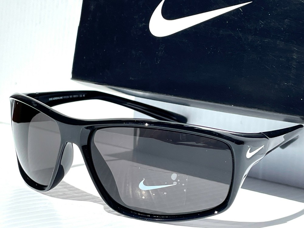 NEW* Nike ADRENALINE Black Polished Gloss Gray Grey lens Sunglass EV1134 001