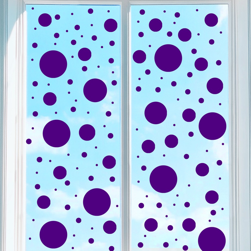 9 Sheets Polka Dots Window Clings Peel and Stick Wall Decal Sticker, Purple