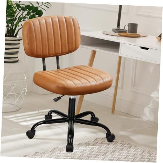 Armless Small Ergonomic Home Office Chair with Low Back Lumbar Support