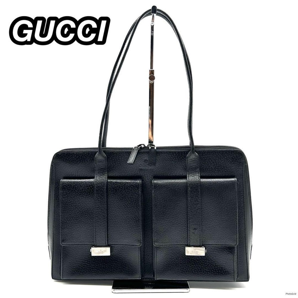 Gucci black leather tote bag for work commuting and school rare business bag