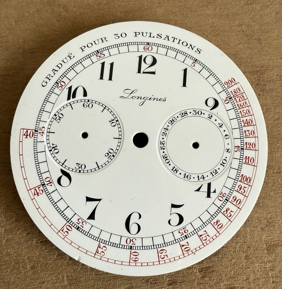 Vintage Longines Chronograph Minute Repeater Porcelain Medical Dial Pocket Watch