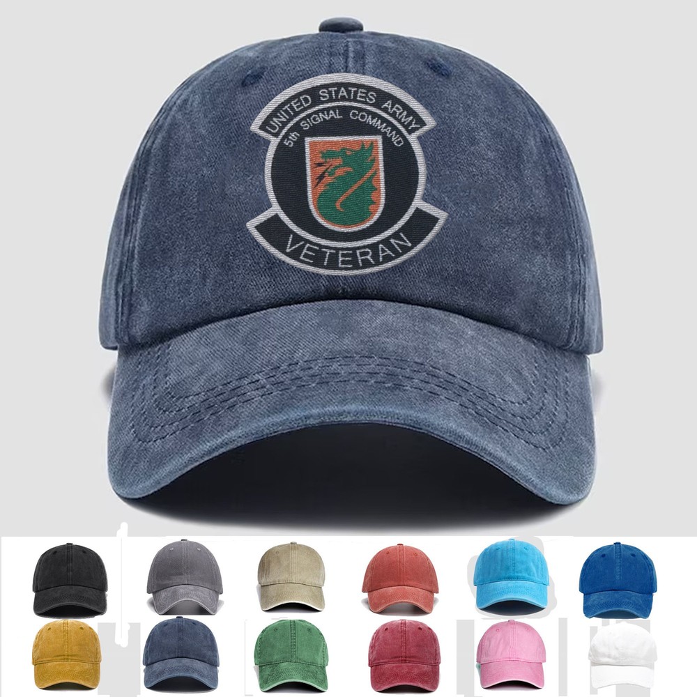 Custom Embroidered US Army 5th Signal Command Veteran Trucker Hat Gift