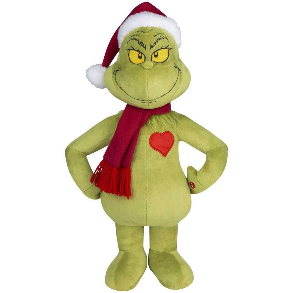 Grinch Holiday Greeter with Light Up Heart in Festive Colors