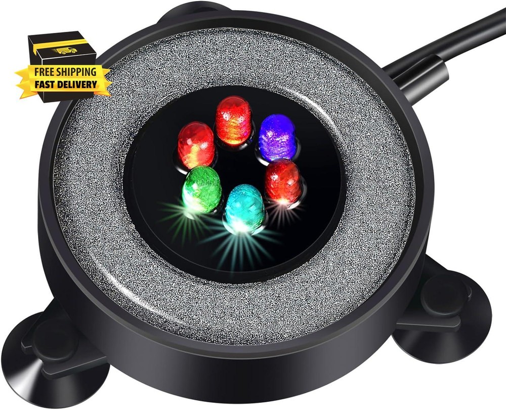 Aquarium Air Bubble LED Light Aquarium Air Stone Disk Kit Fish Tank Air Bubbler