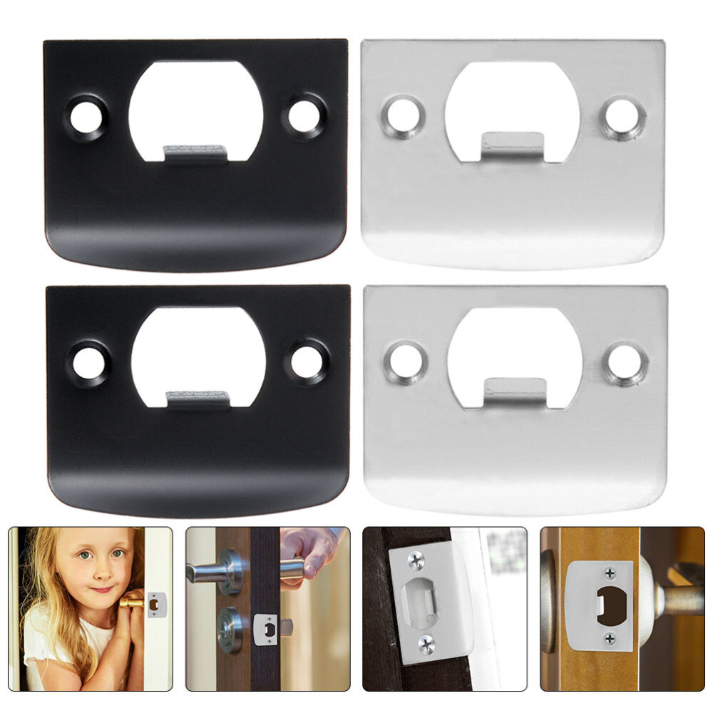 4 Stainless Steel Door Lock Strike Plate Fillers - 4-Pack