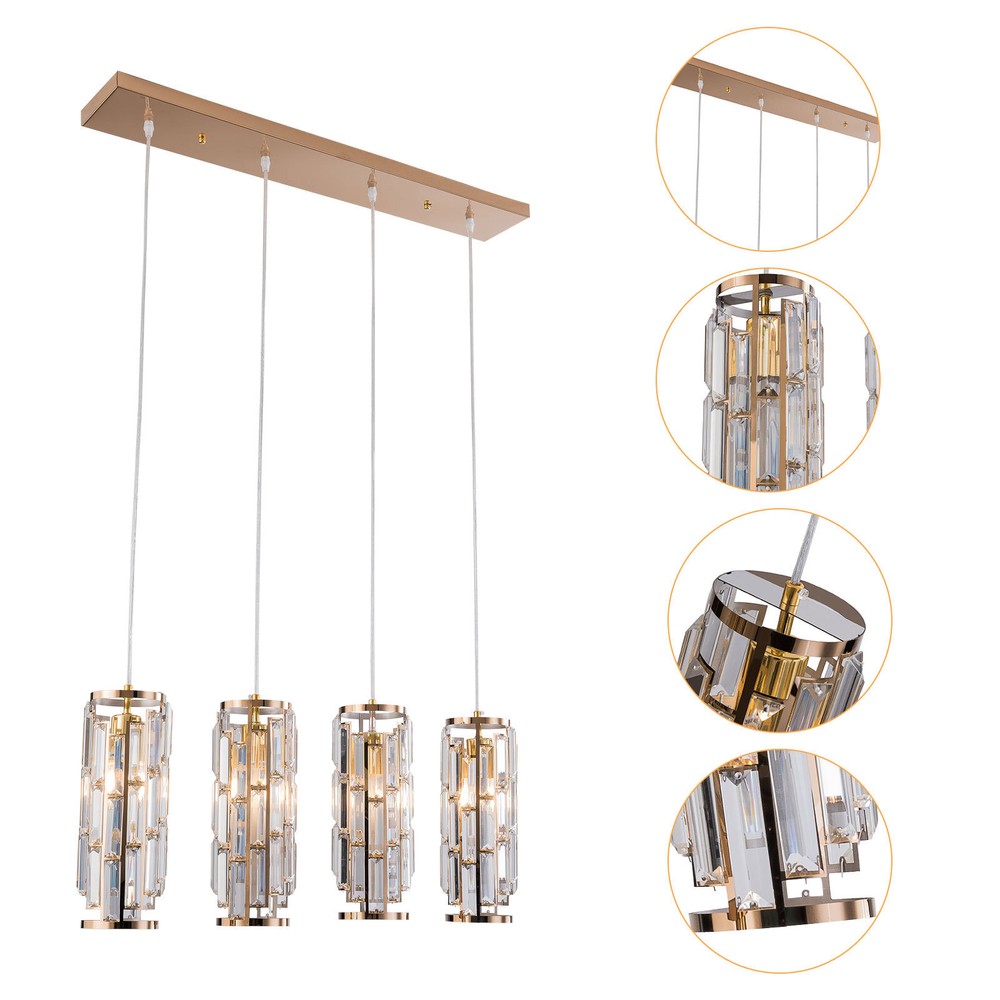 4-Light Luxury K9 Crystal Chandelier Lighting Ceiling Light Pendant Lamp Fixture