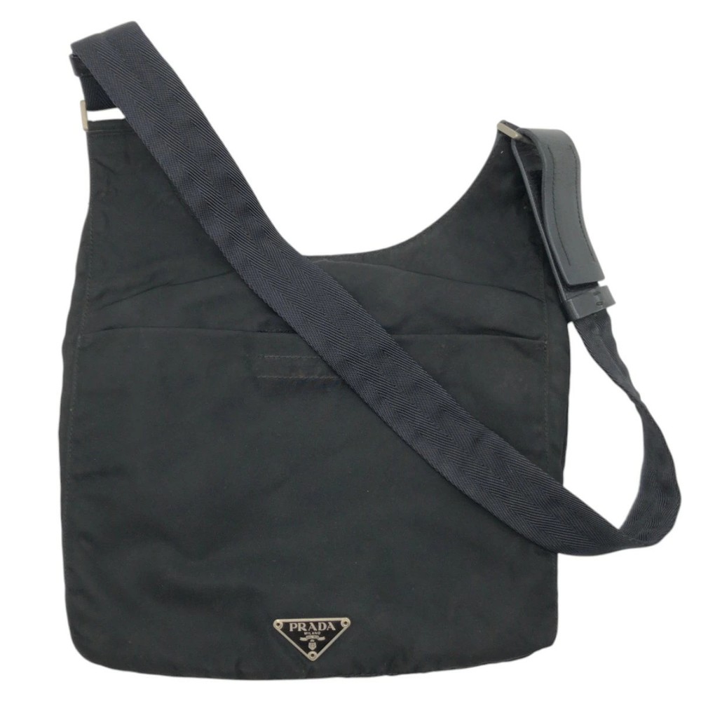 RARE PRADA PRADA Tessuto Triangle Logo Black Nylon Shoulder Bag Pouch Unisex Lad