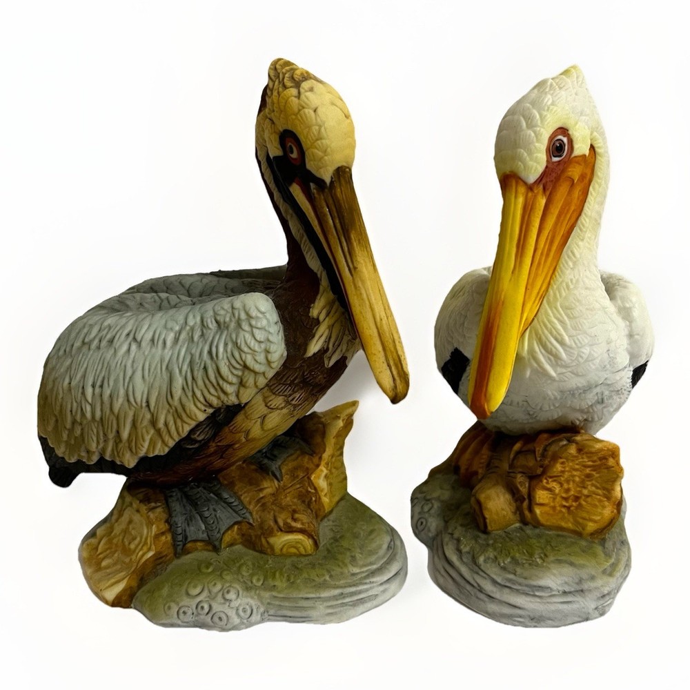 Vtg Lefton China Brown & White Pelican Bisque Porcelain 6
