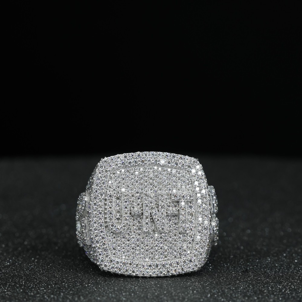 Custom Sterling Silver Ring Iced Out Luxury Hip Hop Jewelry Unisex Bling Gift