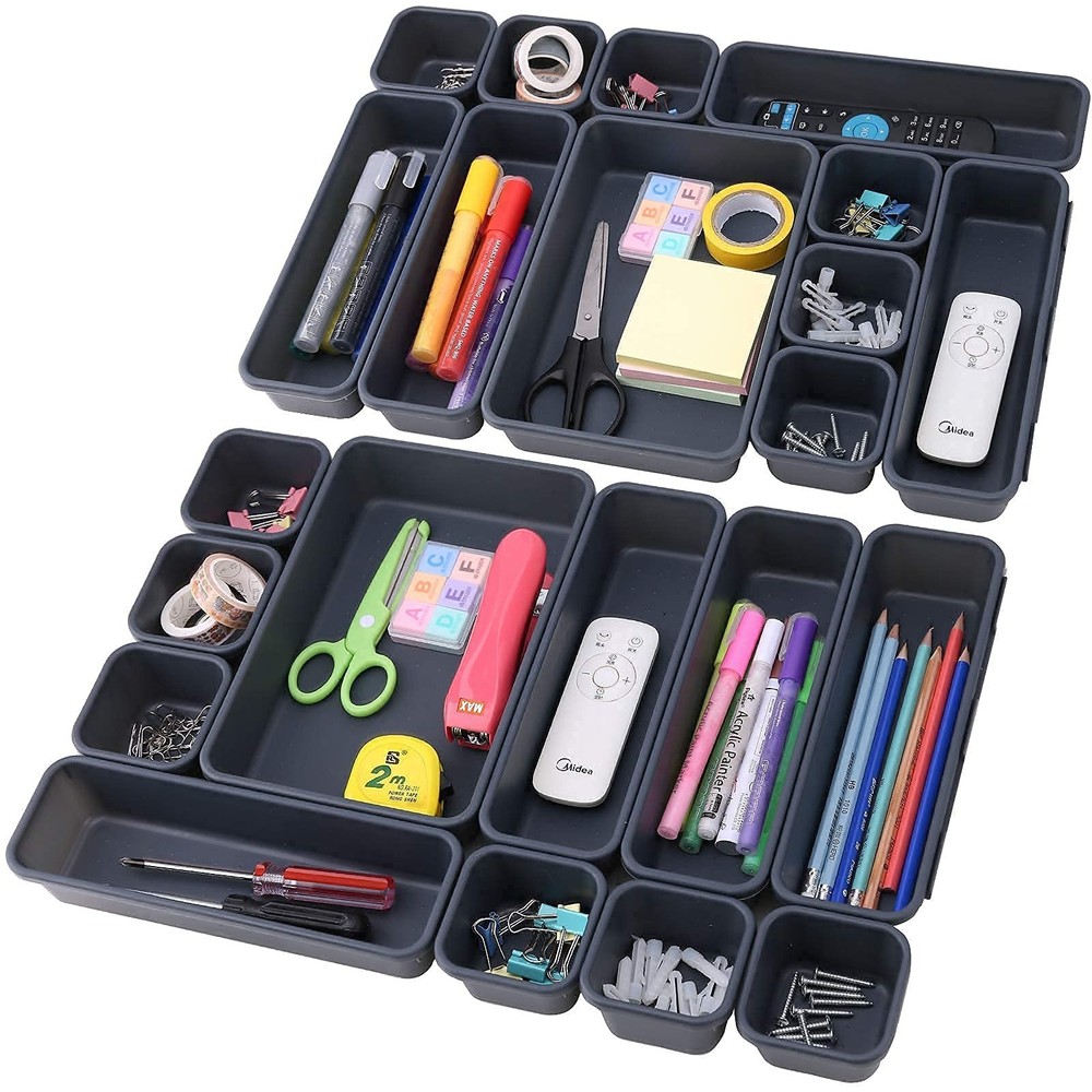 Kefanta 22 Pack Desk Drawer Organizers,interlocking Junk Drawer and Storage with