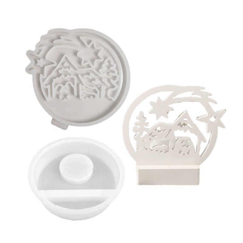 2-Piece Silicone Nativity Scene Ornament Molds for Plaster Crafts