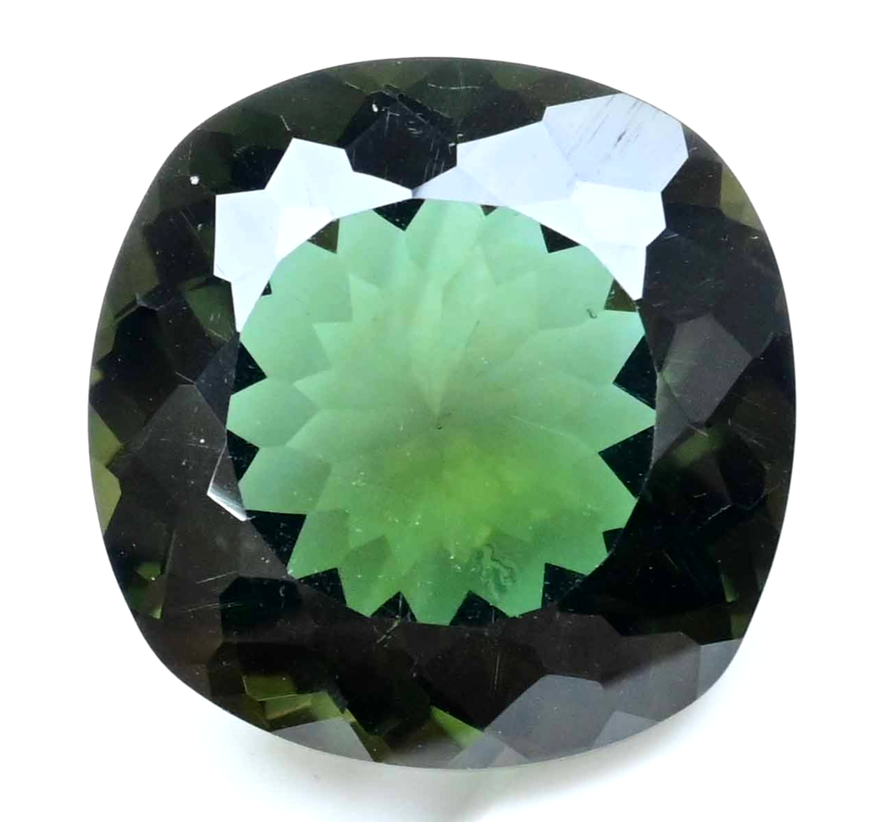 Natural Greenish Moldavite 24.95 Ct Cushion Certified Stunning Loose Gemstone