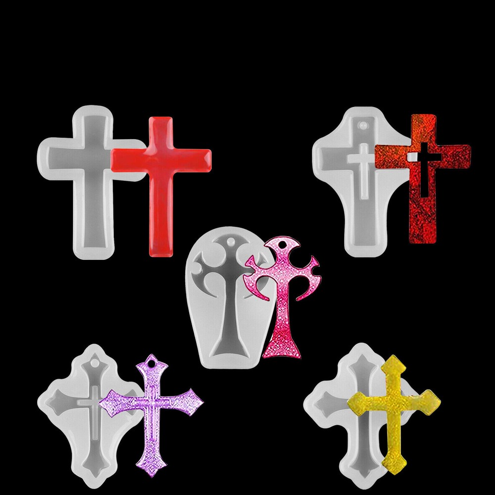 5-Piece DIY Silicone Cross Resin Mold for Jewelry Making