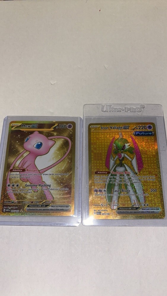 POKÉMON HYPER RARE LOT: Mew EX 205/165 Gold Hyper Rare…iron Valiant Ex 261/182