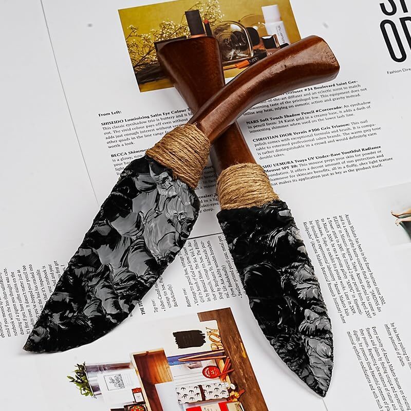 Retro obsidian knife. Evil spirit amulet. Crank energy. Gift & decor.USA