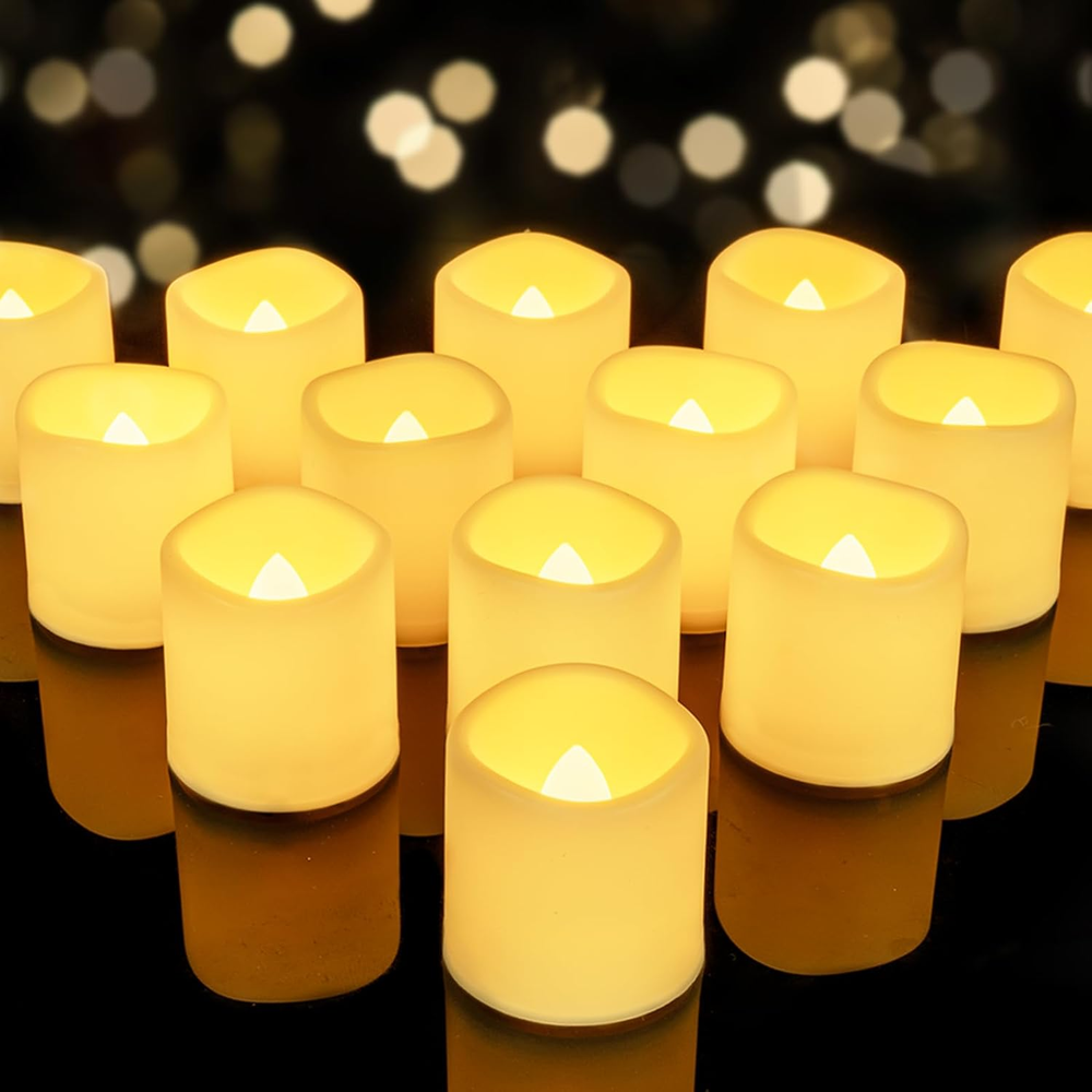 Flameless Battery Operated Votive Candles with Flickering LED Lights Last 200+ Hours