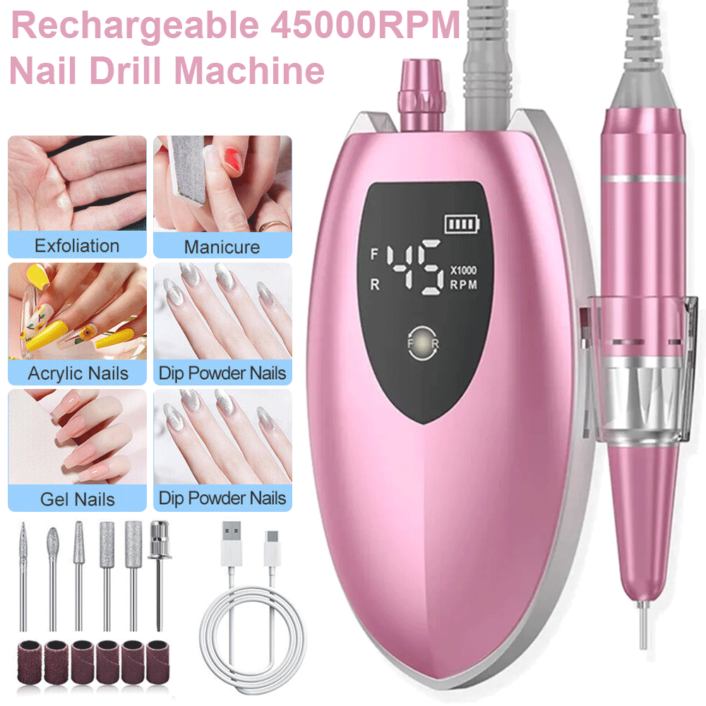 Upgarded 45000RPM Electric Nail Drill Machine Portable Manicure Pedicure New BK