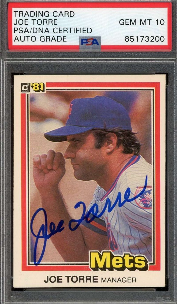 Joe Torre Gem Mint 10 PSA DNA Signed 1981 Donruss Autograph
