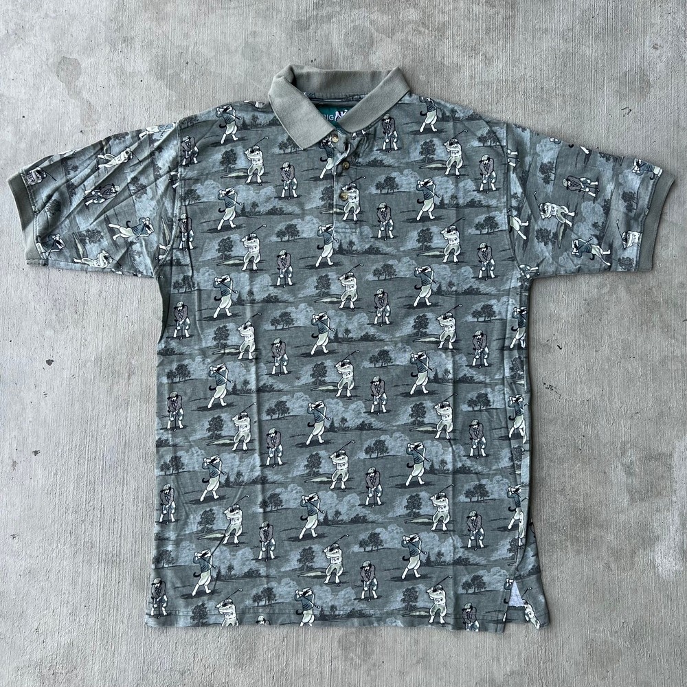 Vintage Y2K Big Dogs golf polo collared graphic tee shirt