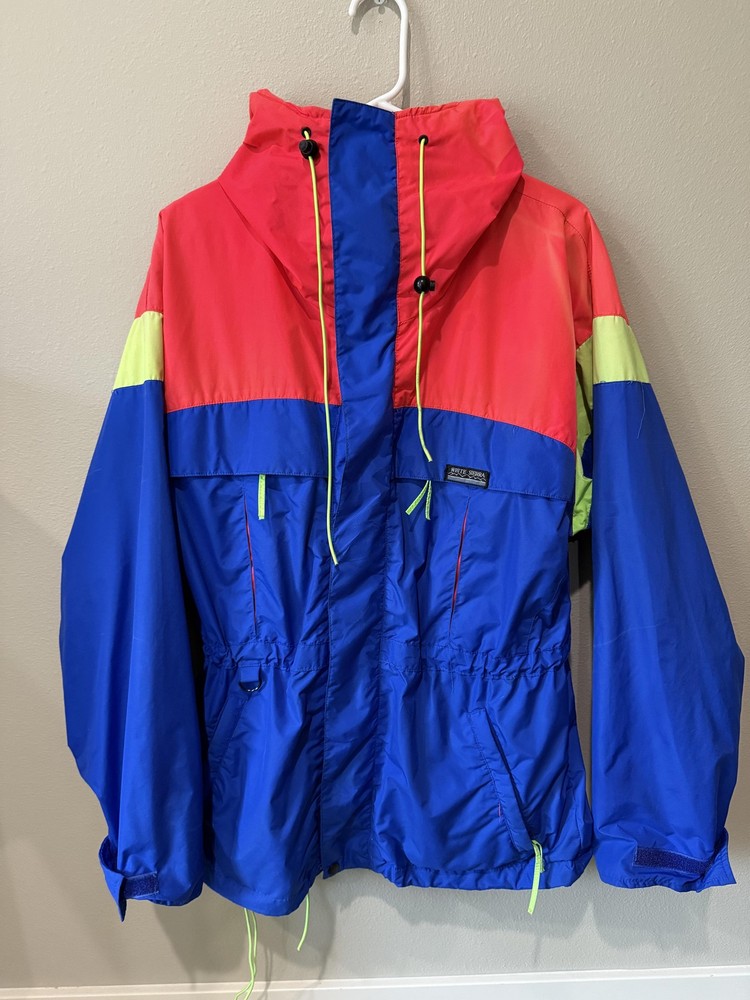 Vintage White Sierra Jacket Mens Large Hooded Windbreaker Nylon 90s Retro