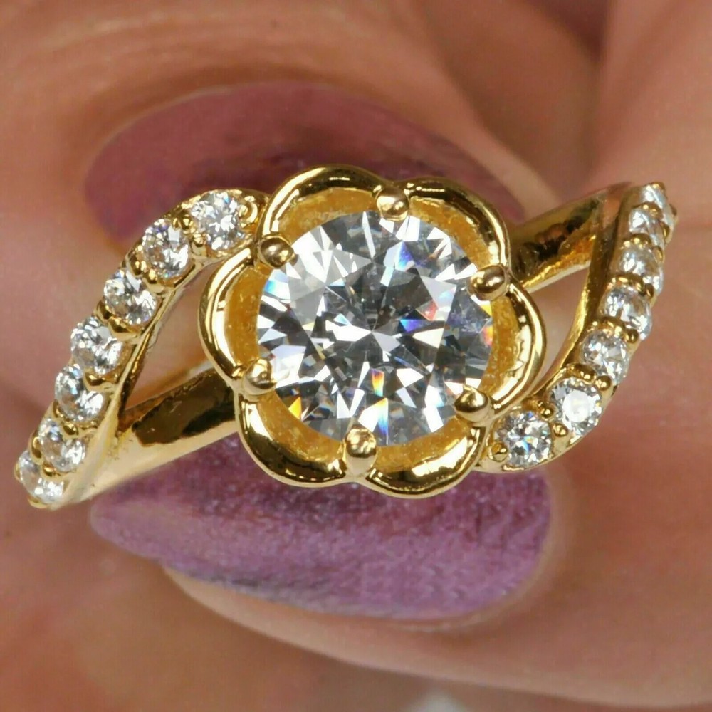 2.10Ct Round Lab Diamond Engagement Ring in 14K Yellow Gold