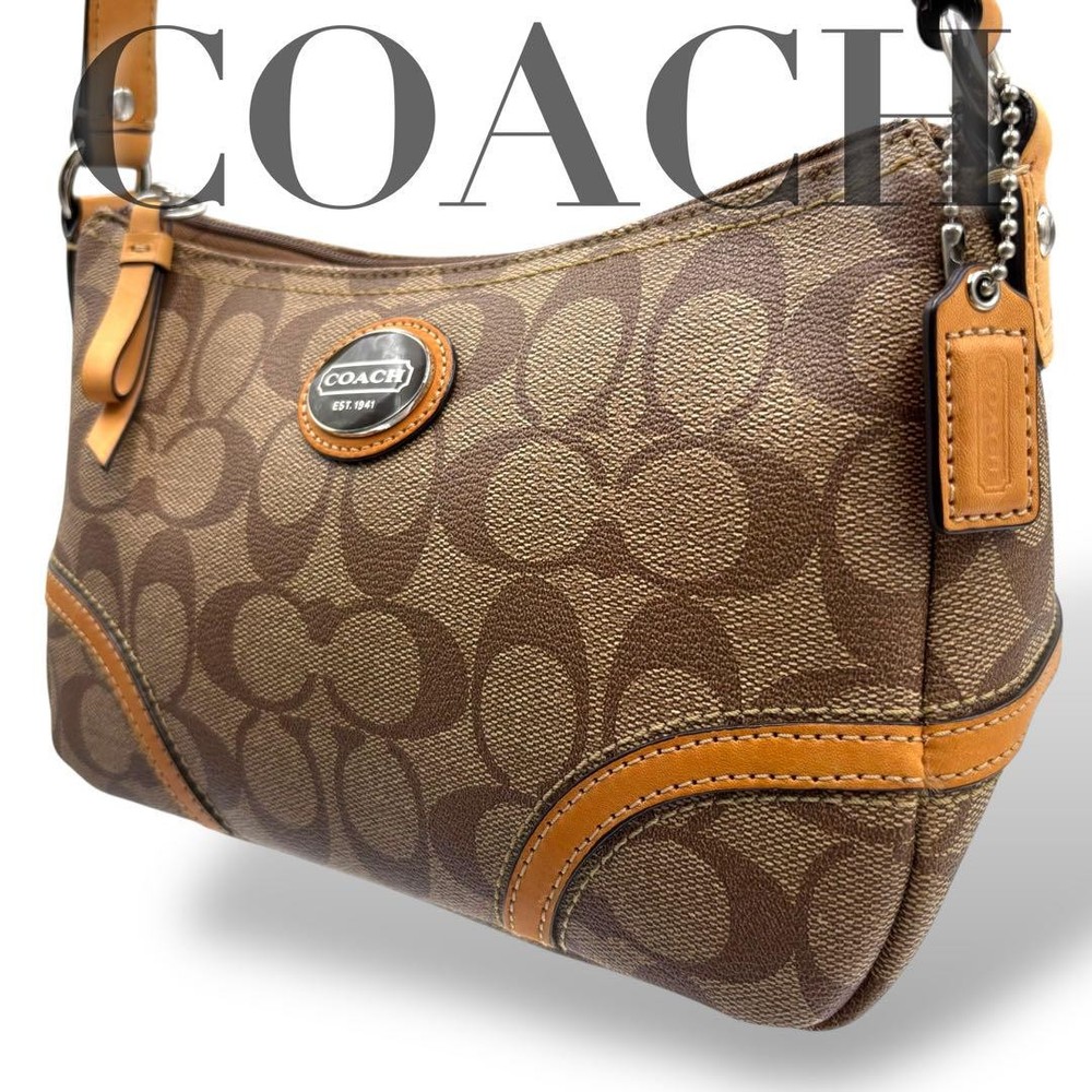 Coach Signature PVC Leather Crossbody Bag with Adjustable Strap