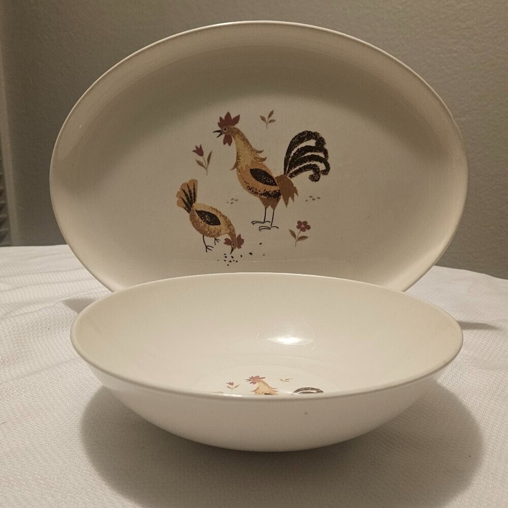TAYLOR SMITH- BREAK O' DAY CHICKEN AND ROOSTER DINNER WARE- SERVING SET