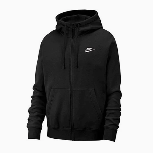 Nike Sportswear Club Full Zip Hoodie for Men Black L XL 2XL Workout Jacket