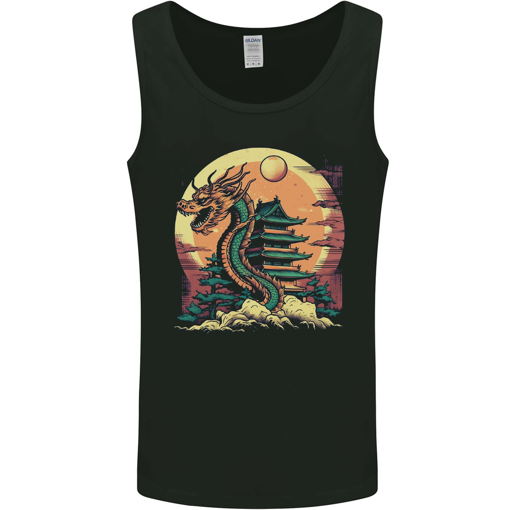 Fantasy Dragon Pagoda Mens Vest Tank Top